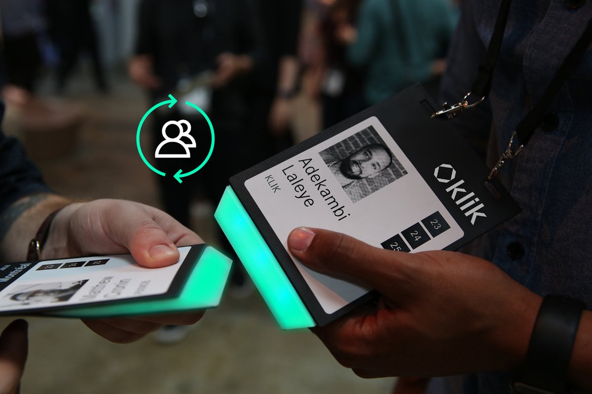 AVMag's tweet photo. Smart wearables from klik can make in-person events safer by making it possible to exchange contact details and company information without touching business cards or brochures. https://t.co/clh1Tfp2Ef #avtweeps @klikofficial https://t.co/otcxzFwim4