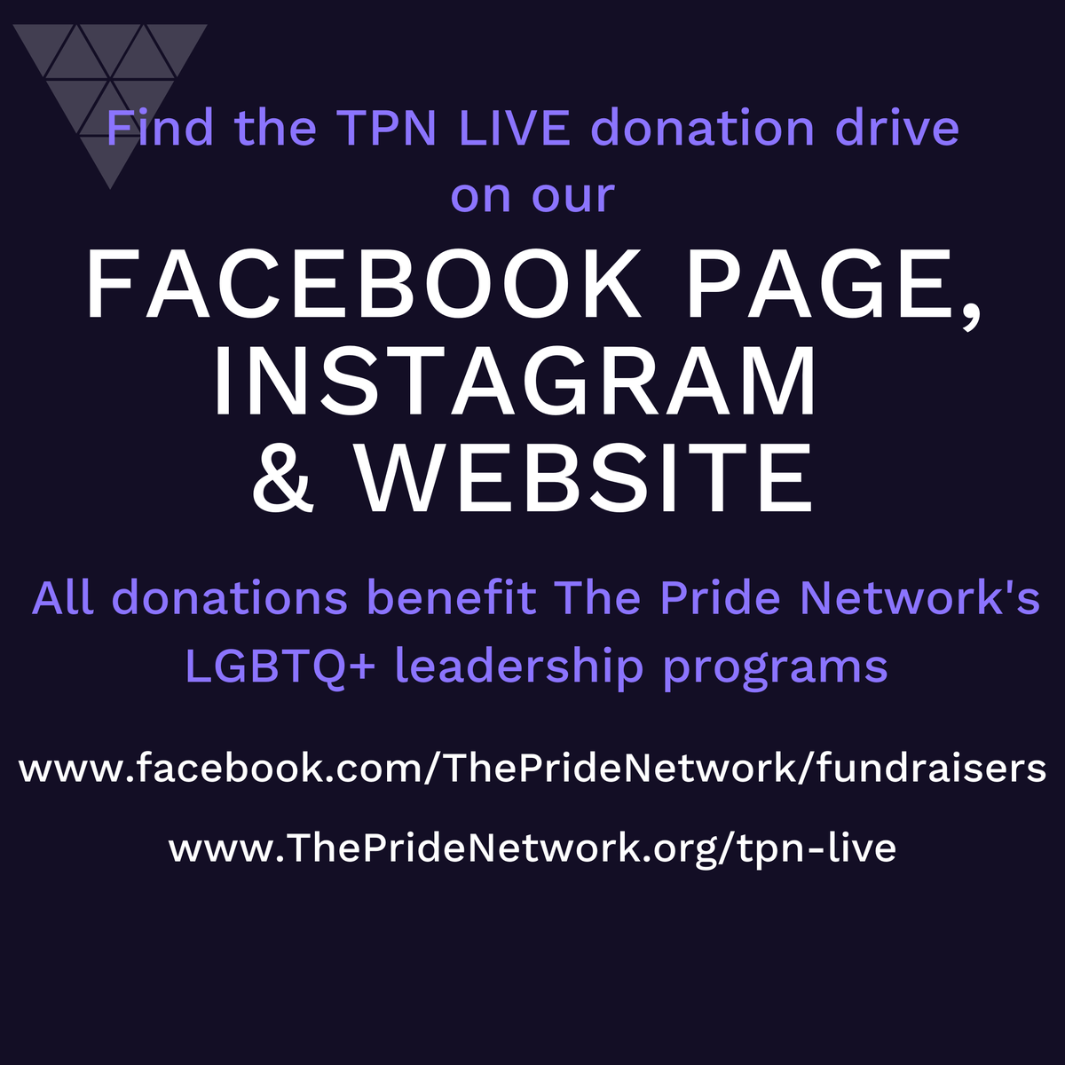 We are now accepting donations for our livestreamed event on August 27th at 8PM EST- The Pride Network LIVE!

Donate on Instagram, Facebook, and our website!