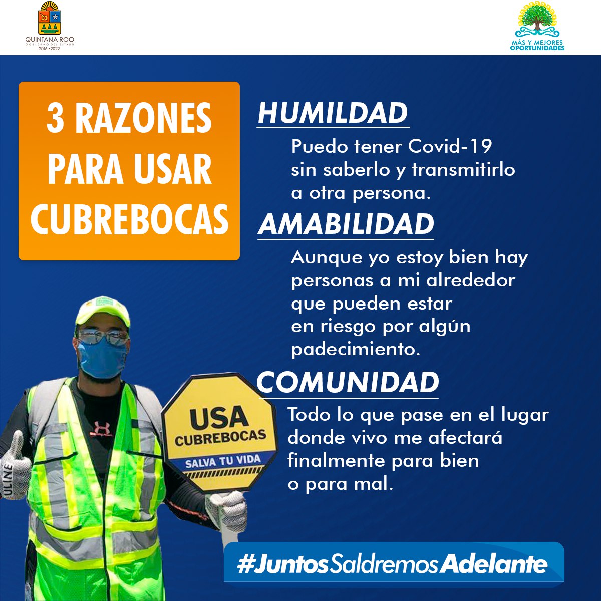 semujeresqroo's tweet image. 👉 Recuerda que usar cubrebocas 😷 es responsabilidad de todas y todos para salvar vidas. #JuntosSaldremosAdelante 🙌
@CarlosJoaquin