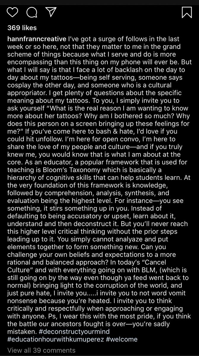 Lmao so I felt my interaction with hannfranncreative was waaaaay too lenient (probably bc I was genuinely open to what she had to say) and I ended up being too nice so I deleted it, and this is what I discovered or an exposé, if you will 