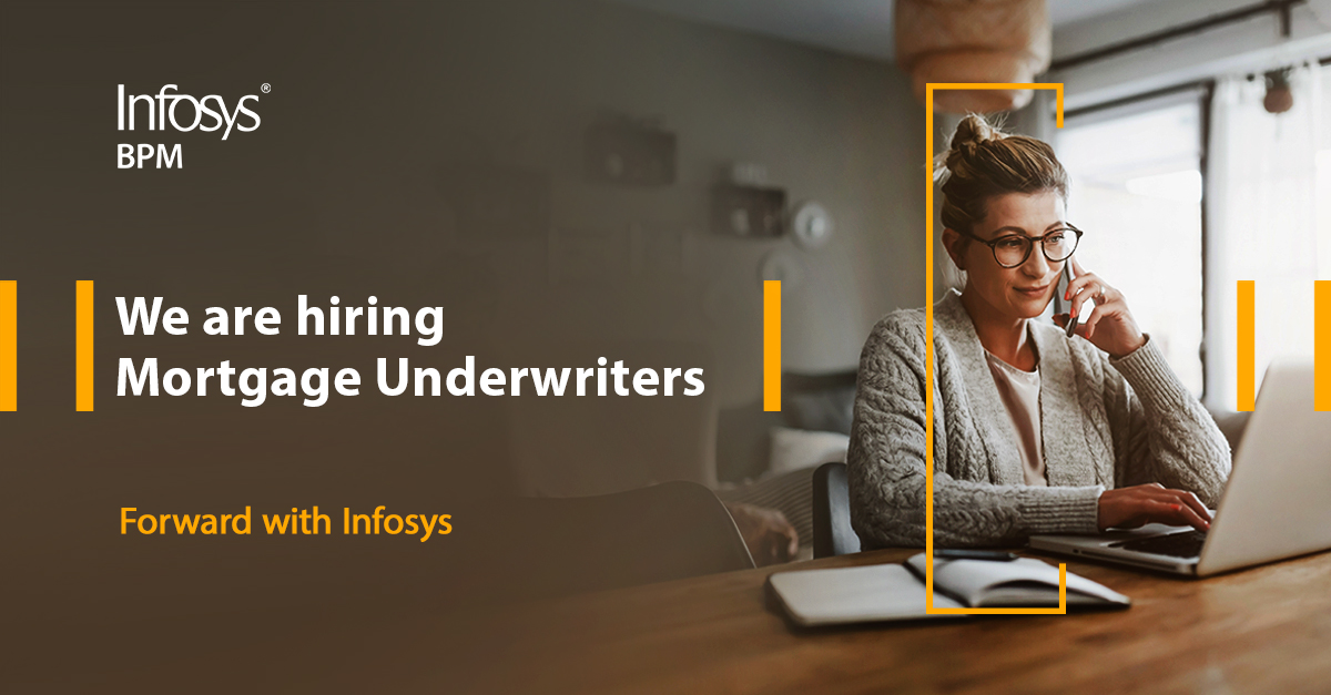 InfosysBPM's tweet photo. WE ARE HIRING ACROSS USA - Looking for Mortgage Underwriters with proven industry experience. Please send in your resumes and contact information to shonda.cirotto@infosys.com.
#recruitmentprocess #wearehiring #mortgagejobs #mortgageunderwriters #usa #infosys #infosysbpm #infybpm https://t.co/6hqmd4MJW8