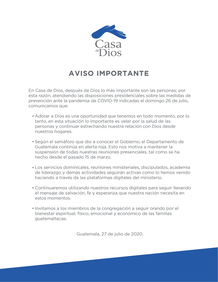 CasaDeDios's tweet photo. #CasaDeDios hace saber a la congregación y población en general información relacionada a nuestras actividades ministeriales. https://t.co/Qs4lxhddlP