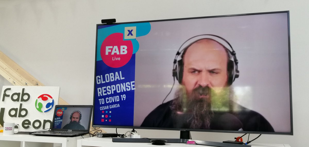 FabLabLeon's tweet photo. . @elsatch from @lahoramaker talking in the international meeting of #fablabnetwork about @CoronavirusMak3 and Spanish movement against #covid19.
#FABxLive @FabFndn

Watch it live here:
https://t.co/HdoUBOVCYL https://t.co/pJNFvN7rc9