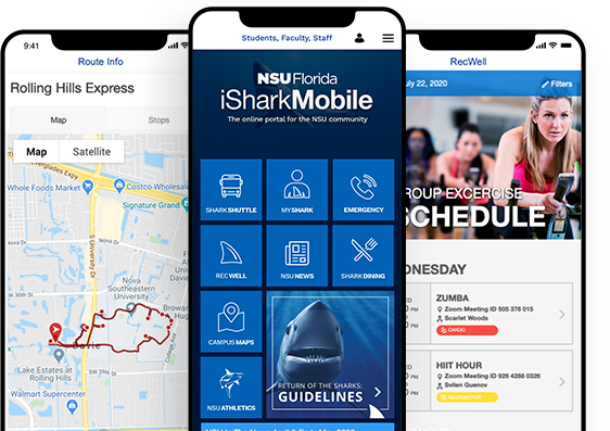 Get the latest iSharkMobile app and stay connected to everything NSU has to offer. We've also added quick access to important COVID-19 information, including a self-assessment tool. 

Download today at the App Store or on Google Play. 

Fins Up! #SaferSharks #StoptheSpreadNSU