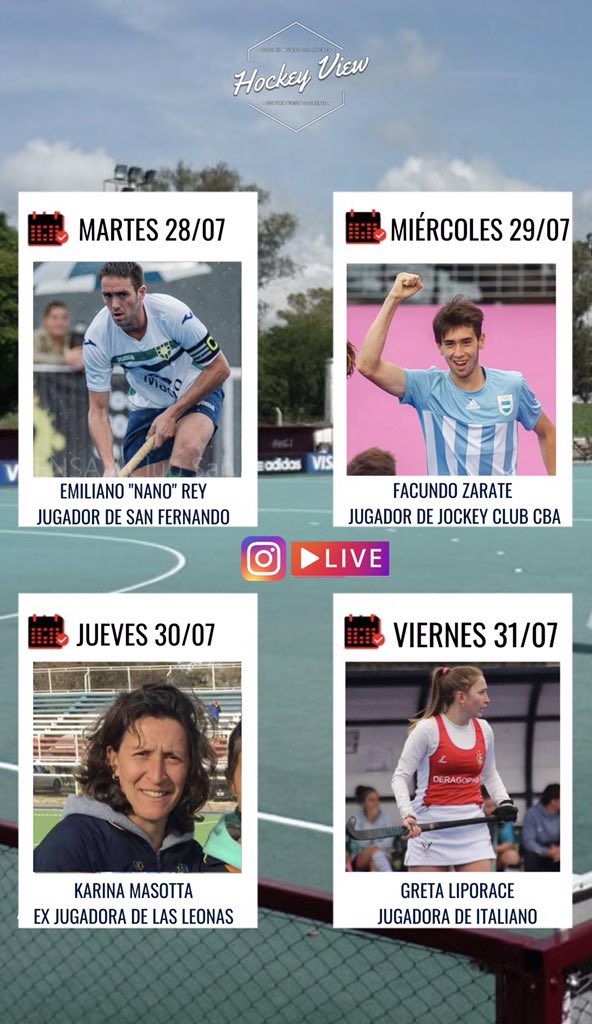 hockeyview_'s tweet photo. ¡Mañana comienza una nueva semana de entrevistas desde 🏡!

🗓Martes 28/7 🗣 @reynano8 
🗓Miércoles 29/7 🗣@facuzarate22
🗓Jueves 30/7 🗣Karina Masotta
🗓Viernes31/7 🗣@GretaLiporace 

Lxs esperamos a todxs👇🏻
 📲 https://t.co/sfYw5TI9h0 https://t.co/oI40zhqwsk
