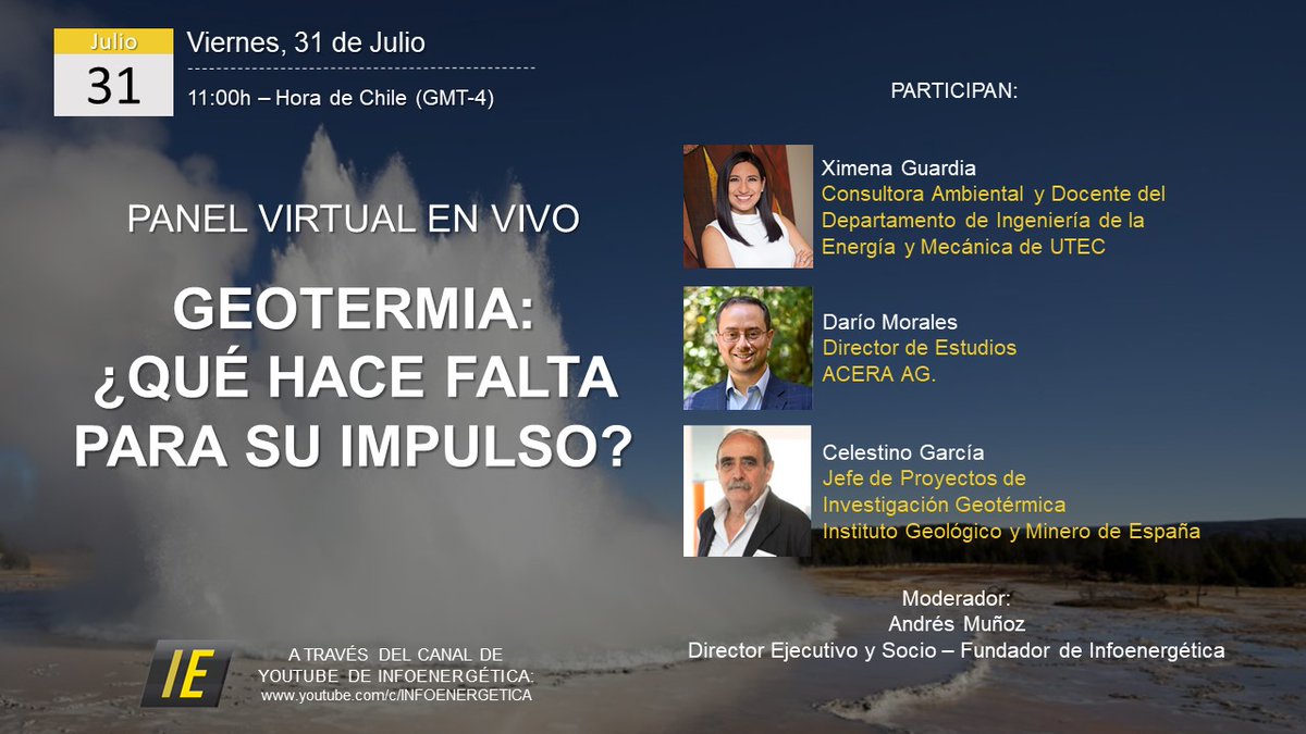 ENERGETICAINFO's tweet photo. ¿Qué necesita la #Geotermia para su implantación en América Latina y España?
Regístrate para participar en nuestro próximo #PanelVirtualIE: https://t.co/YrXcnmT5et https://t.co/3pqQPiQ4QI