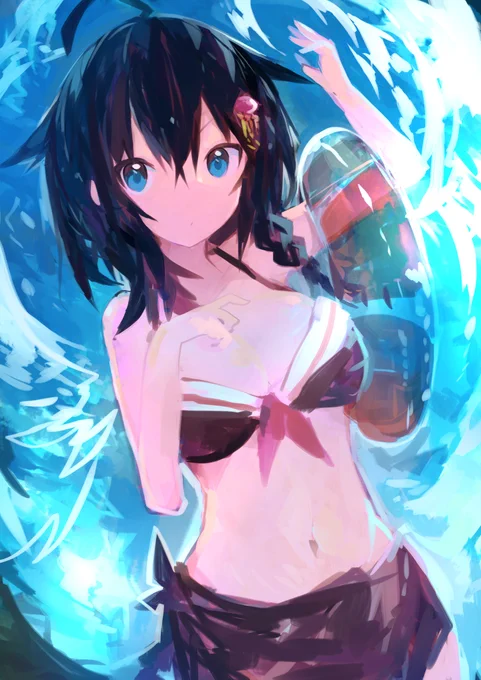 水着、時雨、海 