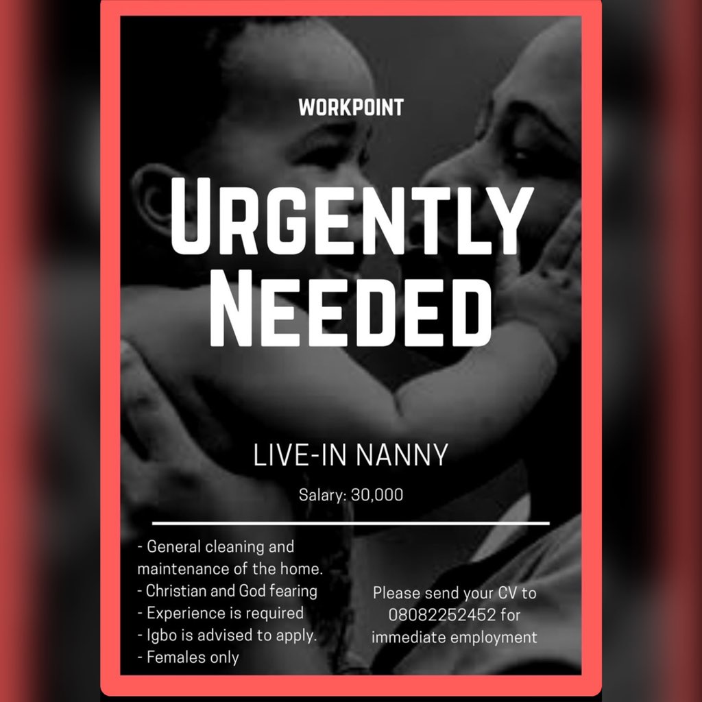 job_openings_ng's tweet photo. Job vacancy available ๐๐ป๐๐ป
-
-
#employmentopportunities #graduate #recruiter #vacancy #HRmadam #coronavirus #bbnaijialockdown #MondayMotivaton #mondaythoughts https://t.co/JRxvLQz7xd