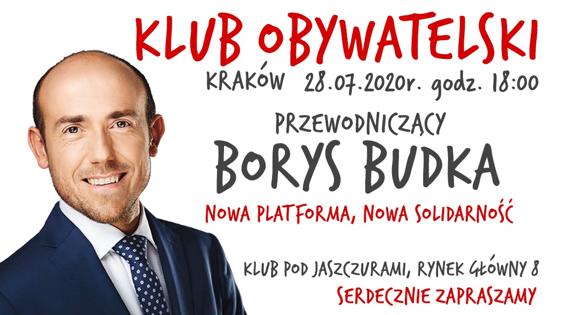 K_Obywatelski's tweet photo. 📢 Zapraszamy na #KlubObywatelski w Krakowie z @bbudka! Widzimy się we wtorek 28.07 o godz. 18:00! Do zobaczenia 🙂
#NowaPlatforma #NowaSolidarność
Wydarzenie: https://t.co/cwftSeDP4U https://t.co/4xlsxIvSmE