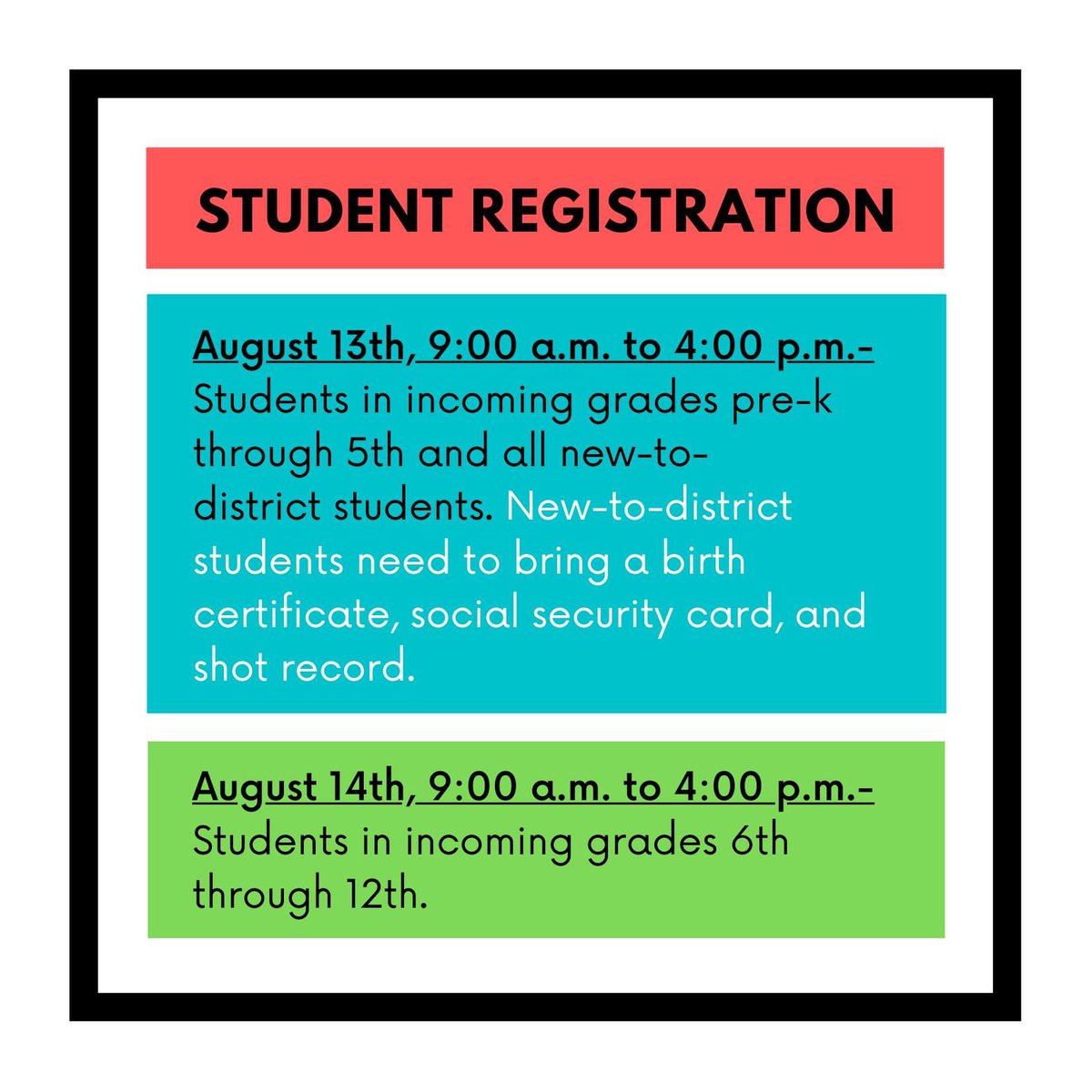 Mark your calendars for student registration!
