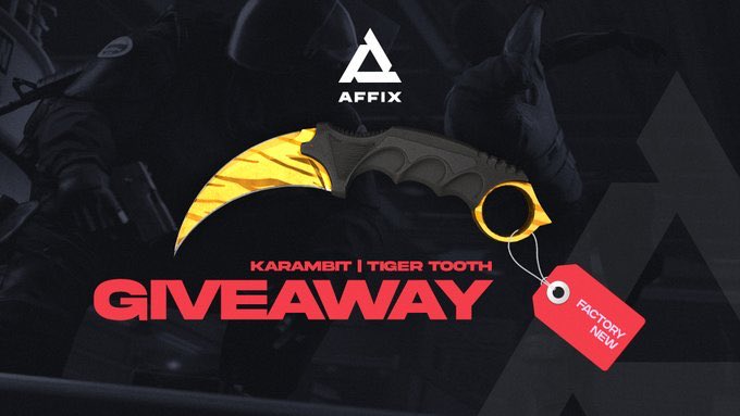 aizyesque's tweet photo. I'm partnering up with Affix for a Karambit | Tiger Tooth (FN) Giveaway!🐯

To enter:
- Retweet and like this post 
- Follow @affixnetwork (and me if you want)
- Bonus entry: Sign up at https://t.co/sVVqtfRELK

Winner will be picked on August 31st! GL ballers ♥️ https://t.co/u54eoEBvpH