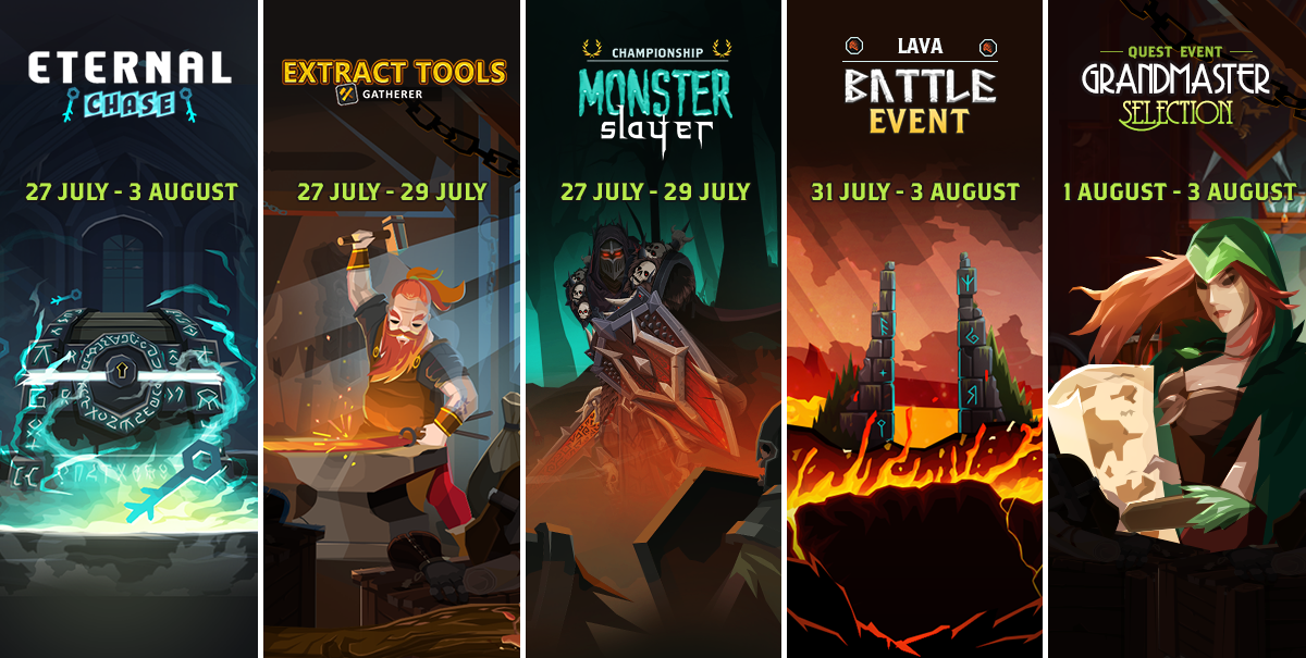 QuestlandGame's tweet photo. ⚔️ Crossed swords Get ready, because this week the floor is lava! Well, everything is lava, it's the Lava Battle Event! Better gear up! https://t.co/MbbdSdiqcN