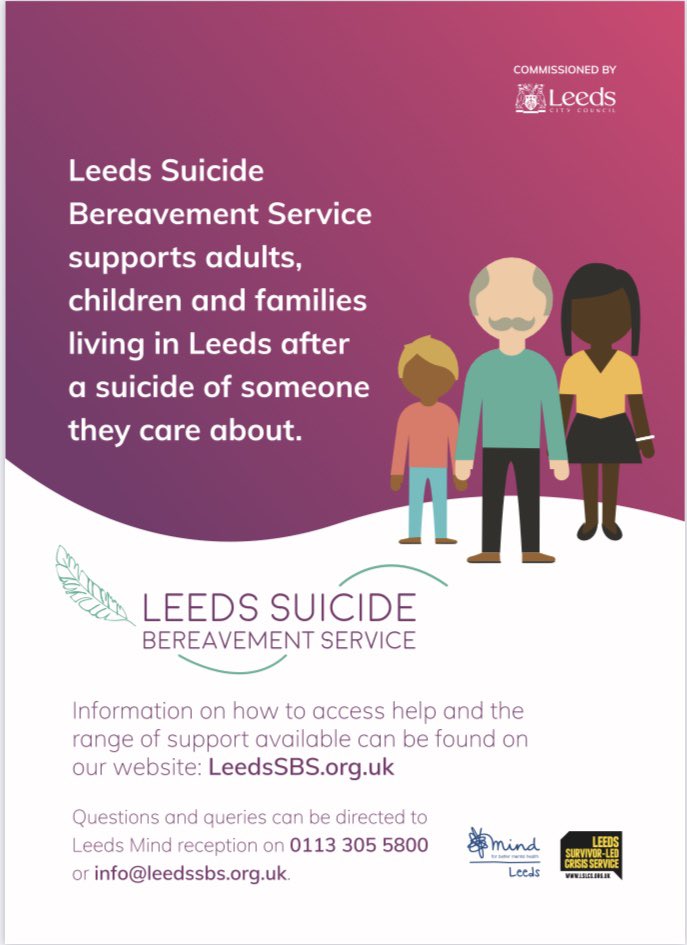 NESTLeeds's tweet photo. #Suicide is a difficult thing to talk about. People bereaved by suicide are at higher risk of taking their own lives as a consequence. It’s so important to know where to get #support 💜 see @LeedsSBS for more info 
#bereavementbysuicide #leeds #SuicideAwareness https://t.co/EXyBIAB0xK