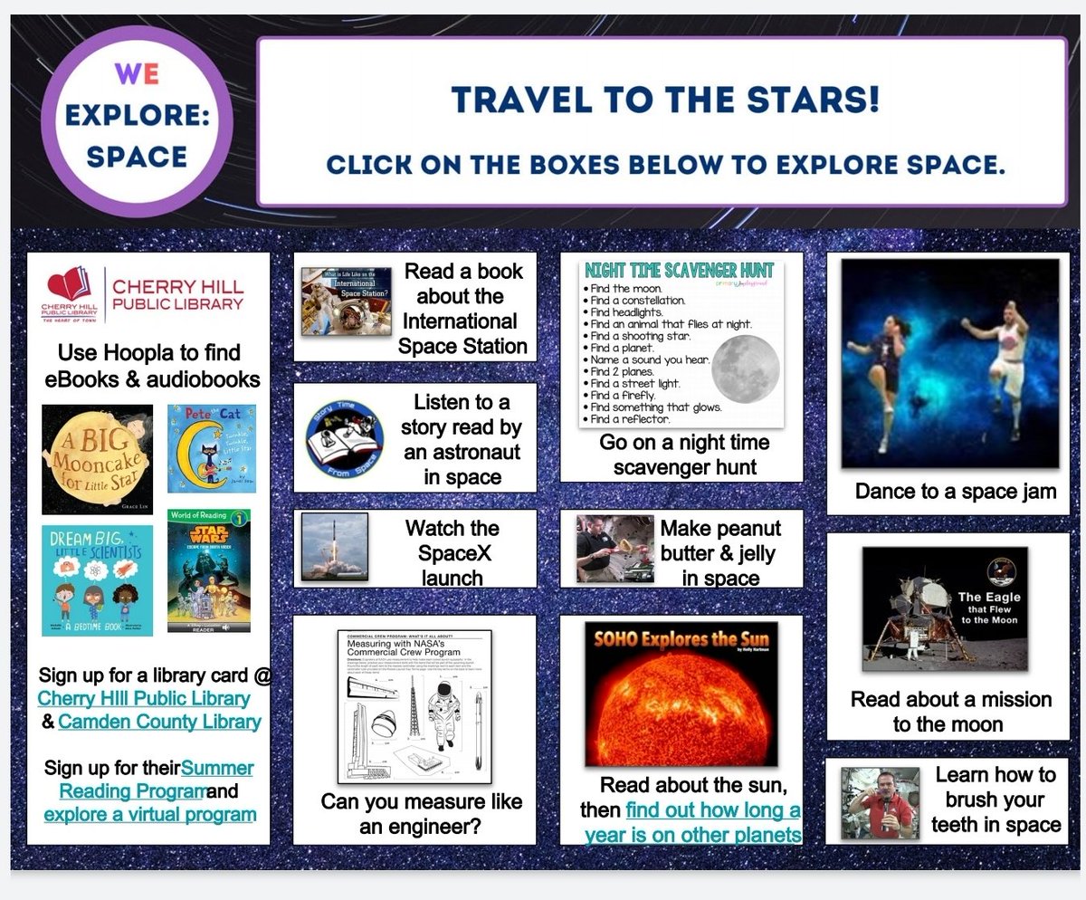 ChpsTweets's tweet photo. WE need our space! CHPS Elementary families: Check out this week's WE Explore Summer Learning Adventure. Please visit https://t.co/QSiK4XmuW5 and click on Week Four to explore space. Travel to the stars this summer! #chpsWEexplore #WEareCHPS https://t.co/OSadEIkcxW