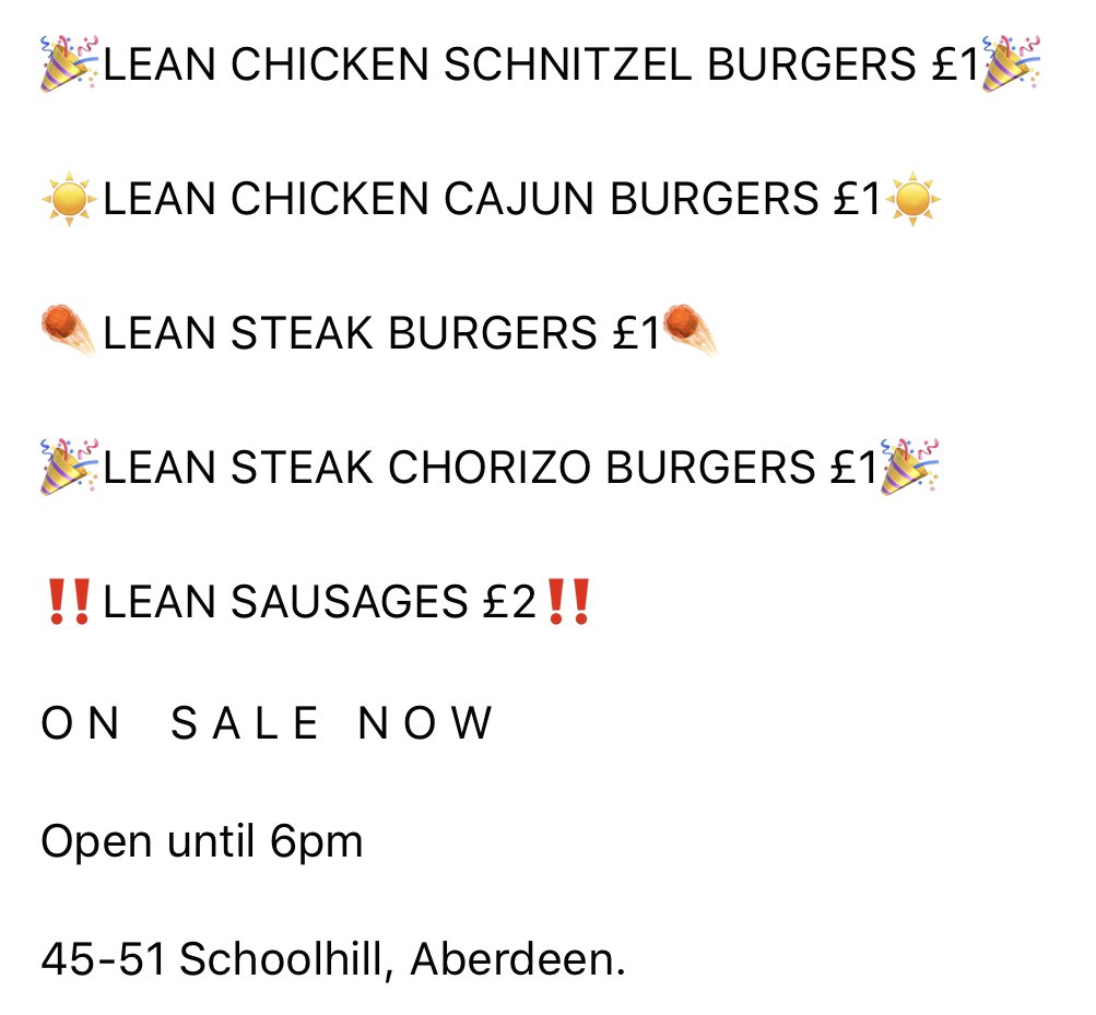 haigsfoodhall's tweet photo. #sale #bargain #burgers only £1 🎉
Suitable to freeze 👍
Open until 6pm.
#haigs #aberdeen https://t.co/r3bMdq6ohk