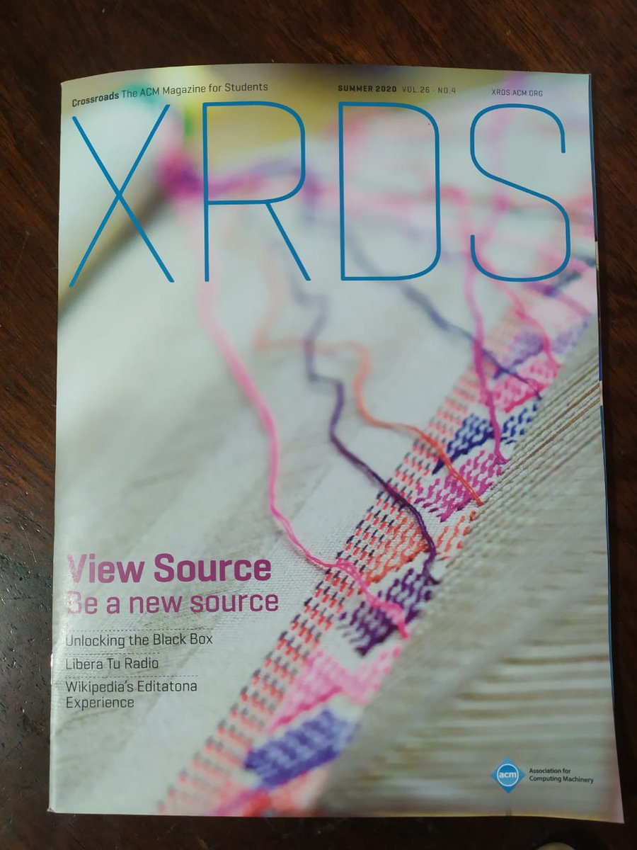 bioleft_tw's tweet photo. ¡Estamos felices! El correo nos trajo el número de verano de @XRDS_ACM, la revista para estudiantes de @TheOfficialACM, en la que participamos con un artículo. ¿Y qué tienen que ver las semillas con la computación? Bueno, argumentamos que #viewsource Aquí: https://t.co/5xRzz9XYW8 https://t.co/ykj4fIcc4n