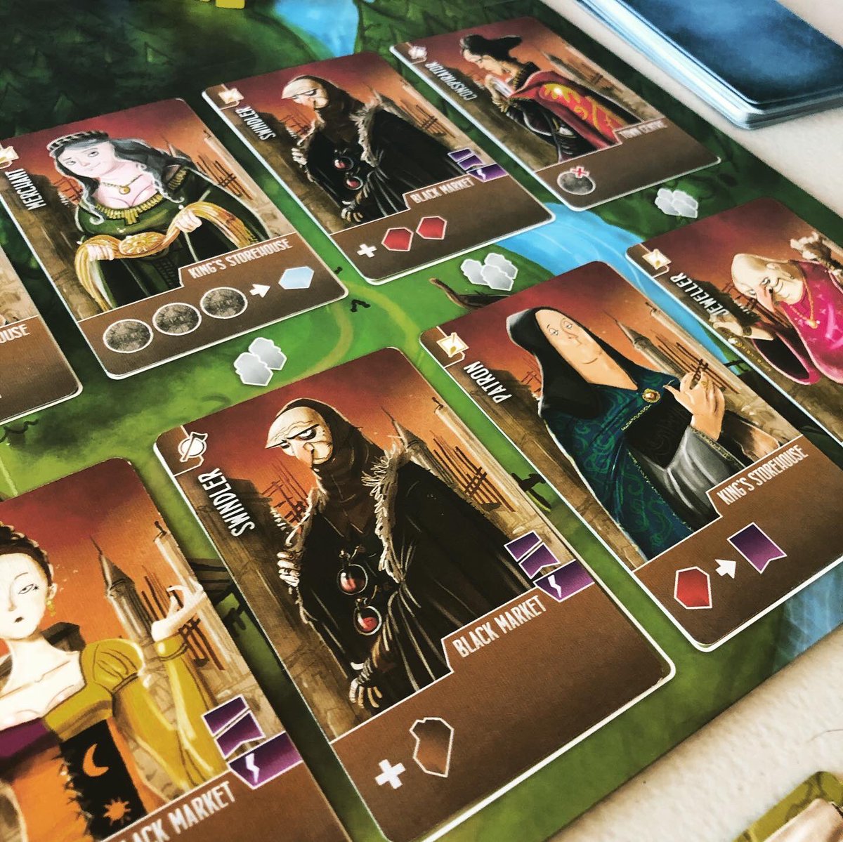 TherapyWolfy's tweet photo. Finally got the chance to play Architects of the West Kingdom again. I love this game! Had a lot of success going with the debt collectors strat! #boardgames #bgg #architectsofthewest #gaming https://t.co/Qtxr7WMKse