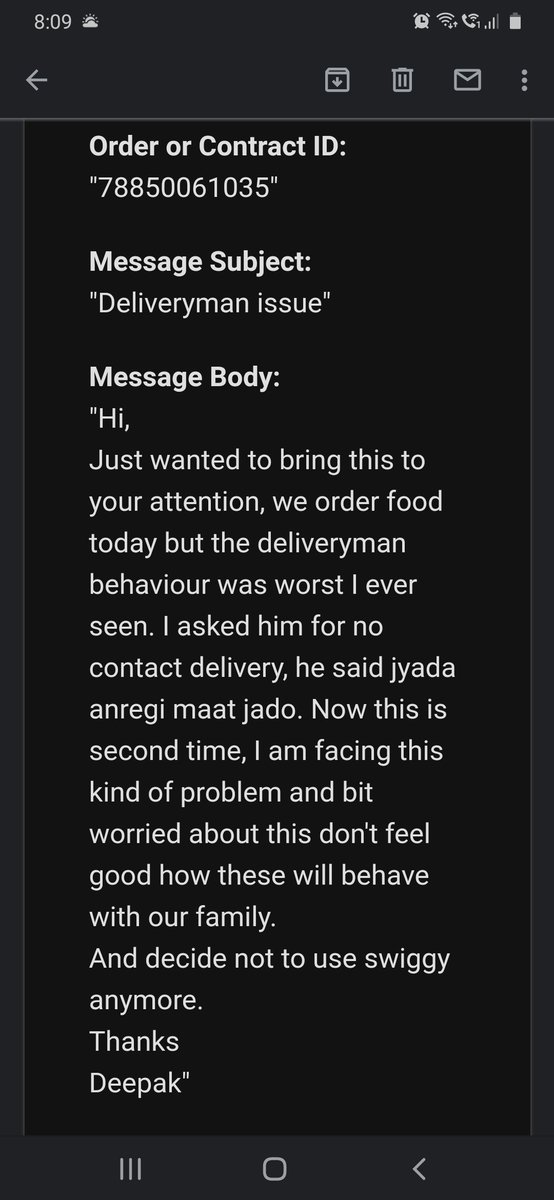 dasdeepak's tweet photo. Dear @SwiggyCares @swiggy_in, the issue in face also raising here https://t.co/RqCbpiVkfg