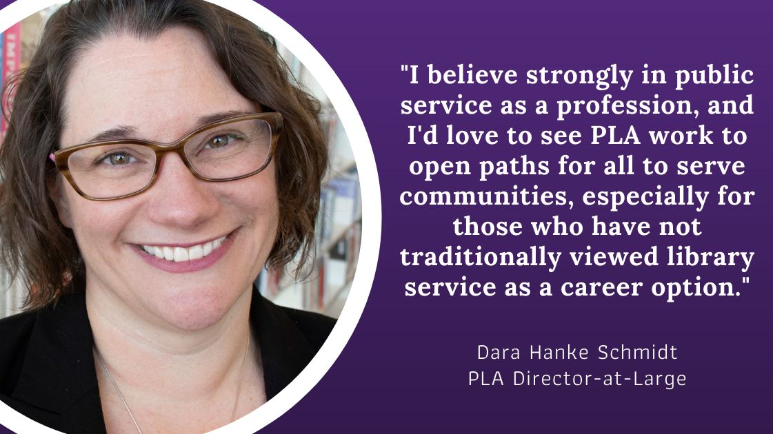 ALA_PLA's tweet photo. Meet PLA director-at-large Dara Hanke Schmidt, Library Director, @CRPublicLibrary! Dara is excited to advance & grow PLA's existing work in helping public libraries provide information literacy & support digital citizenship. Learn more: https://t.co/Dv2VtmvaeY #PLALeadership https://t.co/opJgXJrWbV