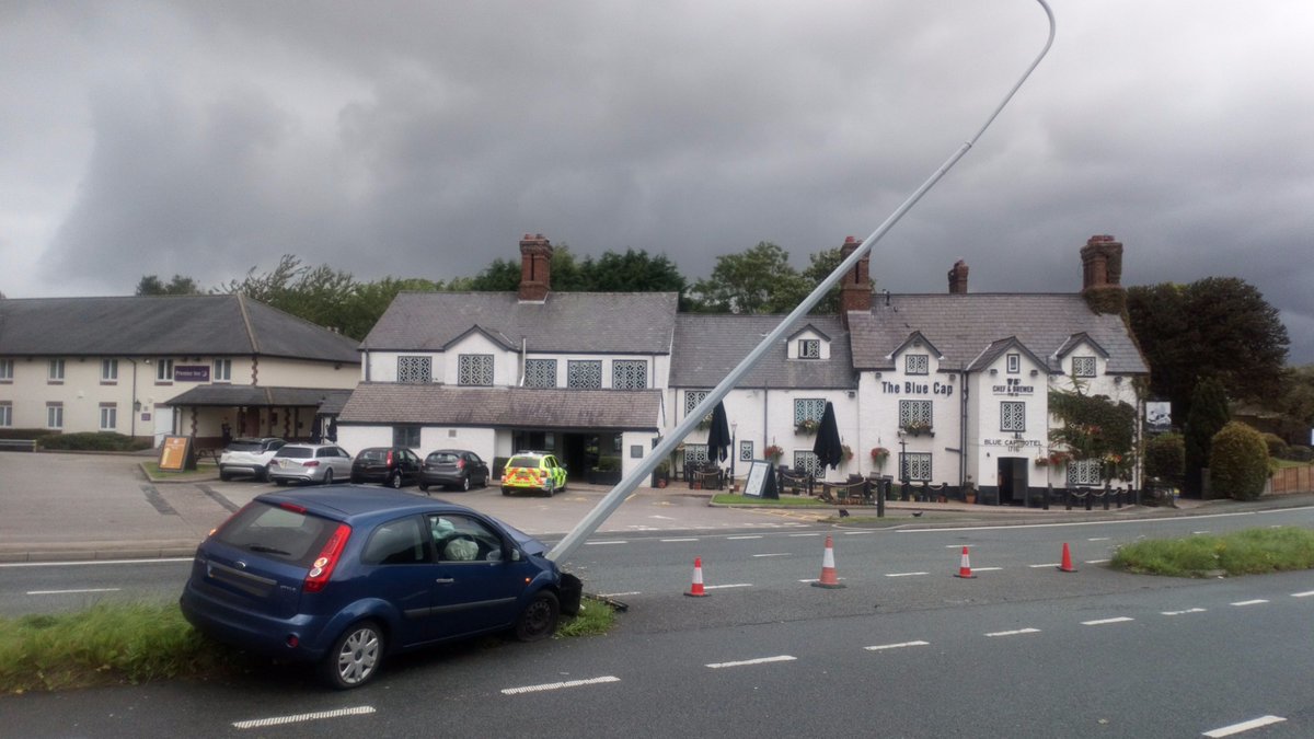 PoliceNorthwich's tweet photo. ROAD CLOSURE - A556 Chester bound both lanes closed by The Blue Cap, following a road traffic collision. Please find an alternative route and expect delays. https://t.co/fCDXSfK7yo