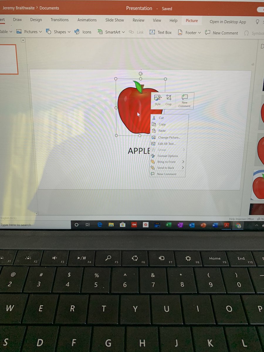 BraithwaitePE's tweet photo. @powerpoint I followed the normal steps for attaching a link but it will only allow me to do it to text and not images. When the image is selected the option to link fades in the toolbar and is not clickable. https://t.co/t1FLpQQsSi