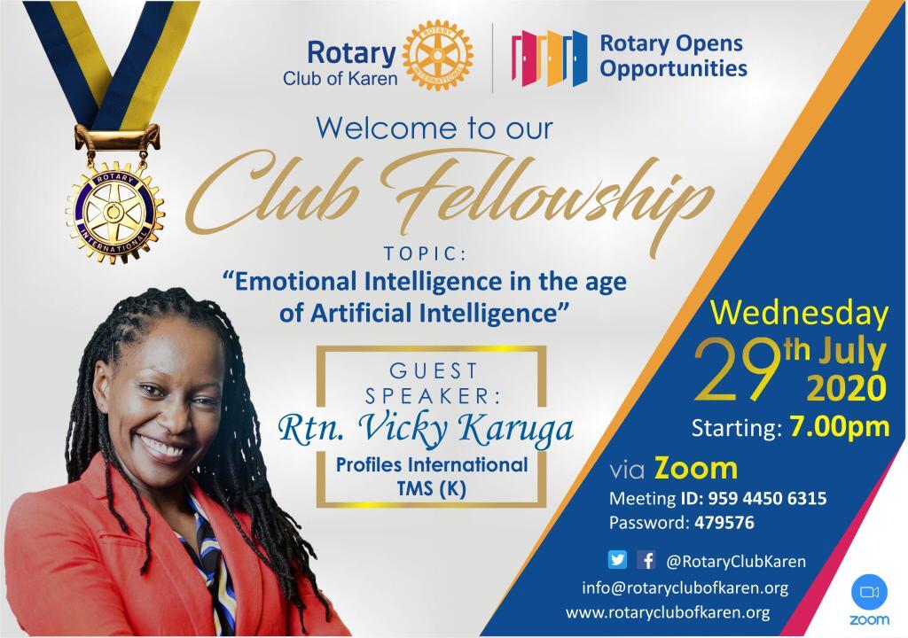 RotaryClubKaren's tweet photo. Join in on our Zoom session this Wednesday, where we host our very own @njerikahare. We will explore what Artificial Intelligence brings and why Emotional Intelligence is now even more important.
Log in details available on the poster.
@BendaKithaka @Lola_Kirigia https://t.co/8QtZaixUVN