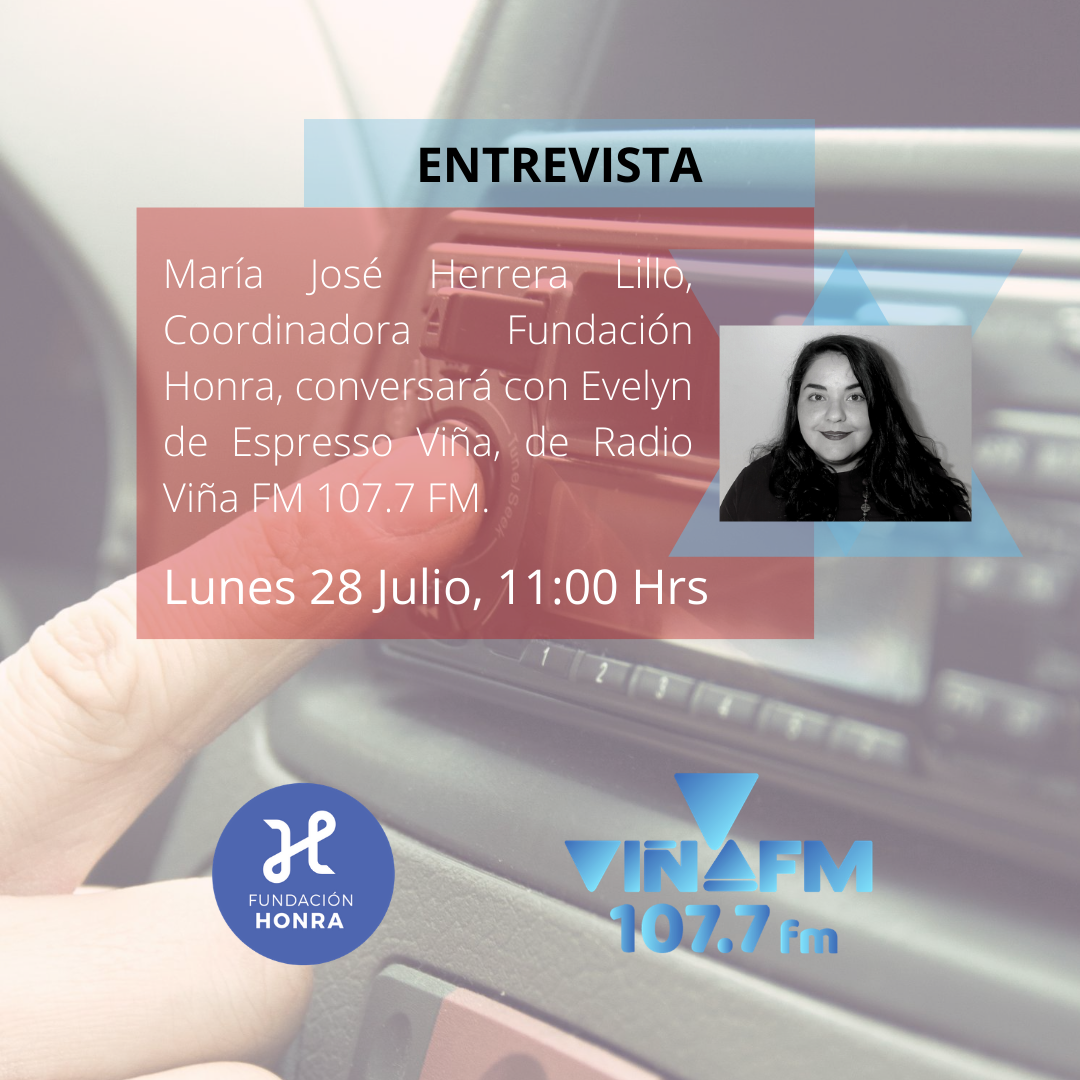 Hoy a las 11:00 hrs, María José Herrera Lillo, Coordinadora Regional Fundación Honra, conversará con Evelyn Hornig Olivares, conductora de Espresso Viña de Radio VIÑAFM. Lo pueden sintonizar en el 107.7 FM en Viña del Mar o en vinafm.cl
<a href="/radiovinafm/">#RadioViñaFM 107.7</a>