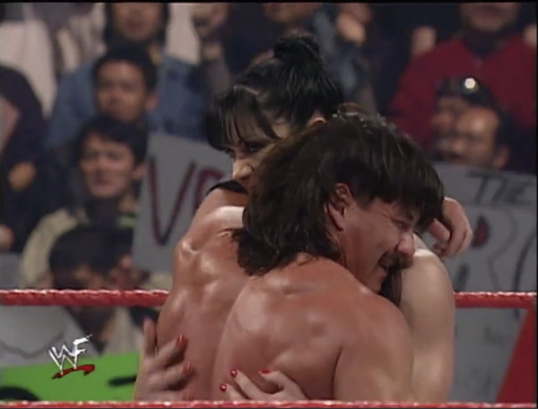 deadeditors_'s tweet photo. Chyna couldn’t resist Eddie’s “Latino heat” and turned on Chris Jericho. New European Champion, baby. #raw2000 https://t.co/sxfBrS0Y3f
