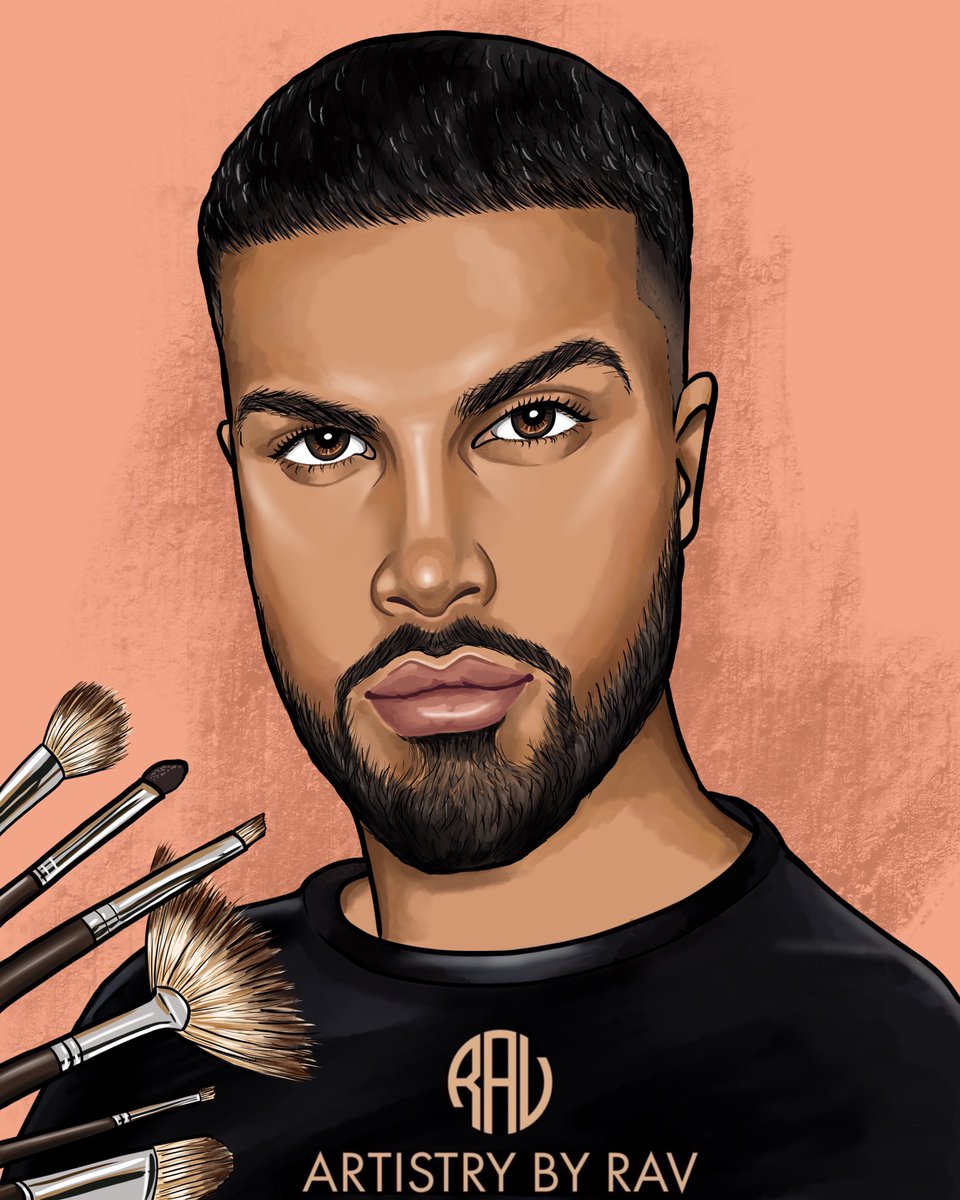 SookhamSingh's tweet photo. Had fun creating this custom illustration for @r__r92 as he launches @artistrybyrav. Seeing south asian male makeup artists do their best makes me happy!
.
#art #illustration https://t.co/0gnnMI5dxK