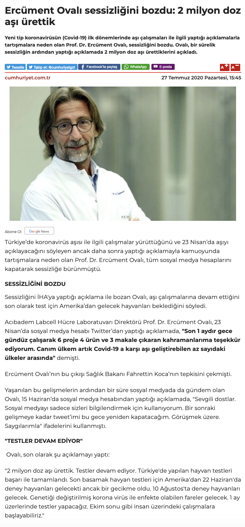 tarik toros on twitter adam profesor doktor aciklama evlere senlik 2 milyon doz asi uretmisler simdi hayvanlarda test edeceklermis ekim ayinda insanlarda test baslayacakmis asilar soguk zincirde saklaniyordur onaylanana kadar son kullanma