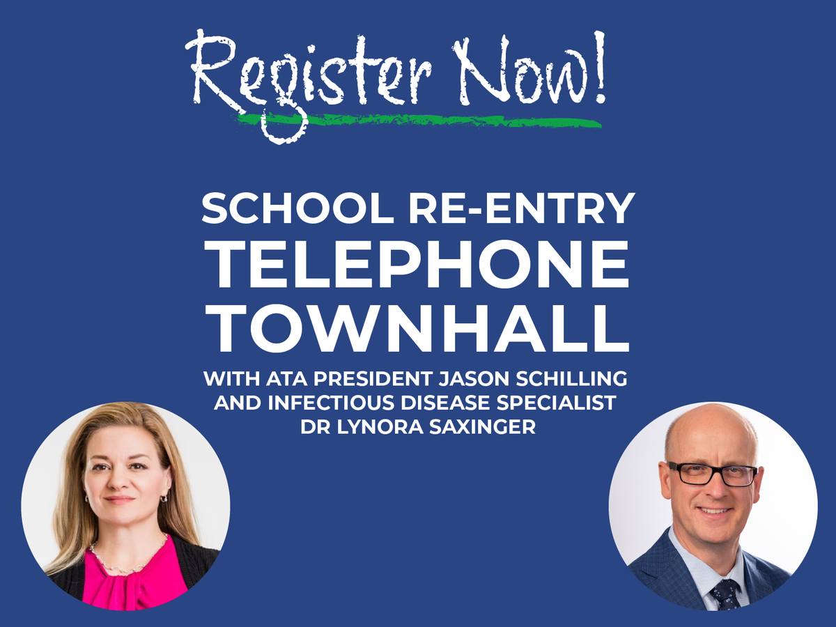 albertateachers's tweet photo. Parents are invited to an interactive telephone townhall July 29 at 7pm to discuss concerns with #abgov plans for school re-entry. Feature guests include Dr. Lynora Saxinger, @ABschoolcouncil president and ATA president. Register now: https://t.co/KRwoahwbiz #abed #Ableg https://t.co/qx9zkyjvQP