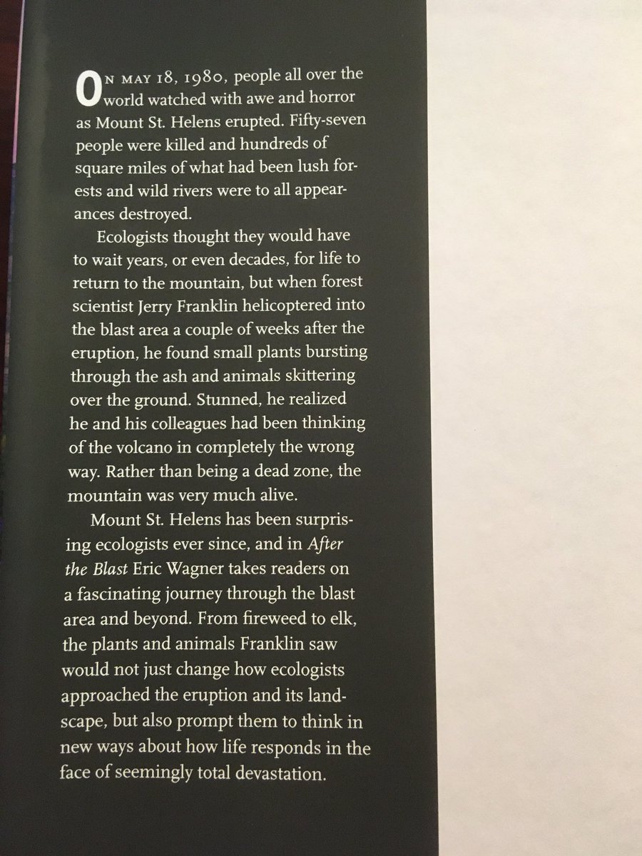 Suggestion for July 27 ... After The Blast: The Ecological Recovery of Mount St. Helens (2020) by Eric Wagner.