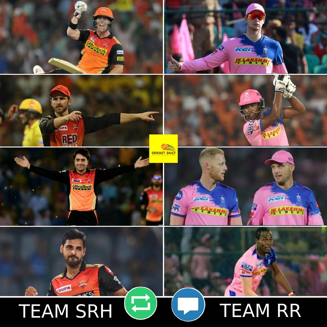 CricketDailyIN's tweet photo. #IPLBattle

Its Nizam vs Rajput of #IPL 😠

Its Sunrisers Hyderabad ❤ vs Rajasthan Royals 💭 Time

Dawid Warner vs Steve Smith 🏏

Williamson vs Sanju 😍

Rashid vs Stokes 😜

Bhuvi vs Archer ⚾

Who is Your Favorite Team?

#IPL2020 #IPL13 #VivoIPL #SRH #RR #HallaBol #OrangeArmy https://t.co/5gzZxtRTxA