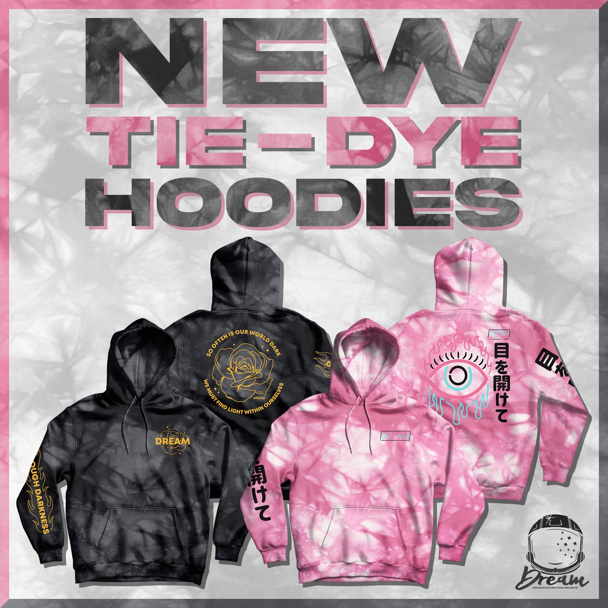 black and pink tie dye hoodie