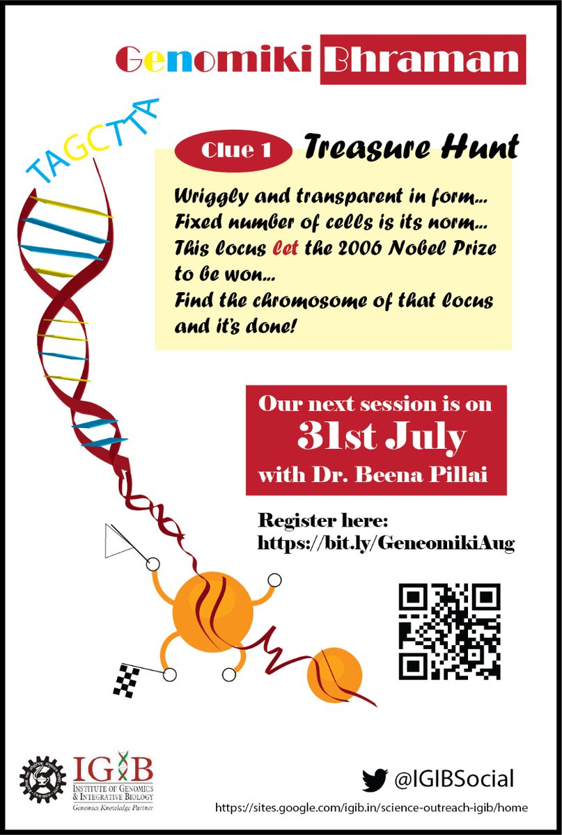 VigyanVyanjan's tweet photo. Announcing @IGIBSocial's next session of Genomiki Bhraman along with a #treasurehunt. Registrations are now open for the second session which will be conducted by @beens74. In this second session, #GeneSplicing will be discussed along with a quick recap for new participants. https://t.co/dAxmO3RuyW