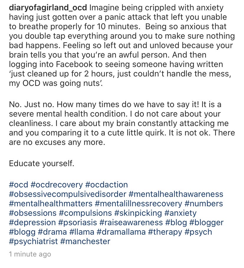 mylittlethough9's tweet photo. Anyone else sick of the stigma?
#ocd #ocdrecovery #ocdaction #obsessivecompulsivedisorder #mentalhealthawareness #mentalillnessrecovery #numbers #obsessions #compulsions #skinpicking #anxiety #depression #raiseawareness #blog #blogger #drama #therapy #psychiatrist https://t.co/G9TLlJs4MJ