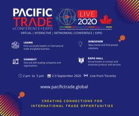 WEConnectCanad1's tweet photo. Register today for this  two-day eConference and Expo event by @thepacifictrade to connect professionals, companies, and organizations to support international trade around the globe.

https://t.co/Hf0ObsGFrX https://t.co/R38o3wfKWr