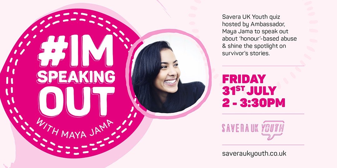 payzeespeaks's tweet photo. I’m proud to be taking part in @SaveraUK Quiz to break the silence on ‘honour’ based abuse.
Hosted by @MayaJama , the event will shine a spotlight on survivor's stories with guest speakers myself & @KiaraMohamed1
Join us: …https://t.co/ea9cZFmUuA
#ImSpeakingOut https://t.co/oAduN4Hso7