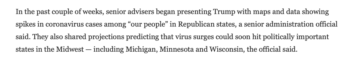 This quotation from this WaPo article is stunning:  https://www.washingtonpost.com/politics/trump-not-solve-coronavirus-crisis/2020/07/26/7fca9a92-cdb0-11ea-91f1-28aca4d833a0_story.htmlThe Republican Party now faces the monster it created.