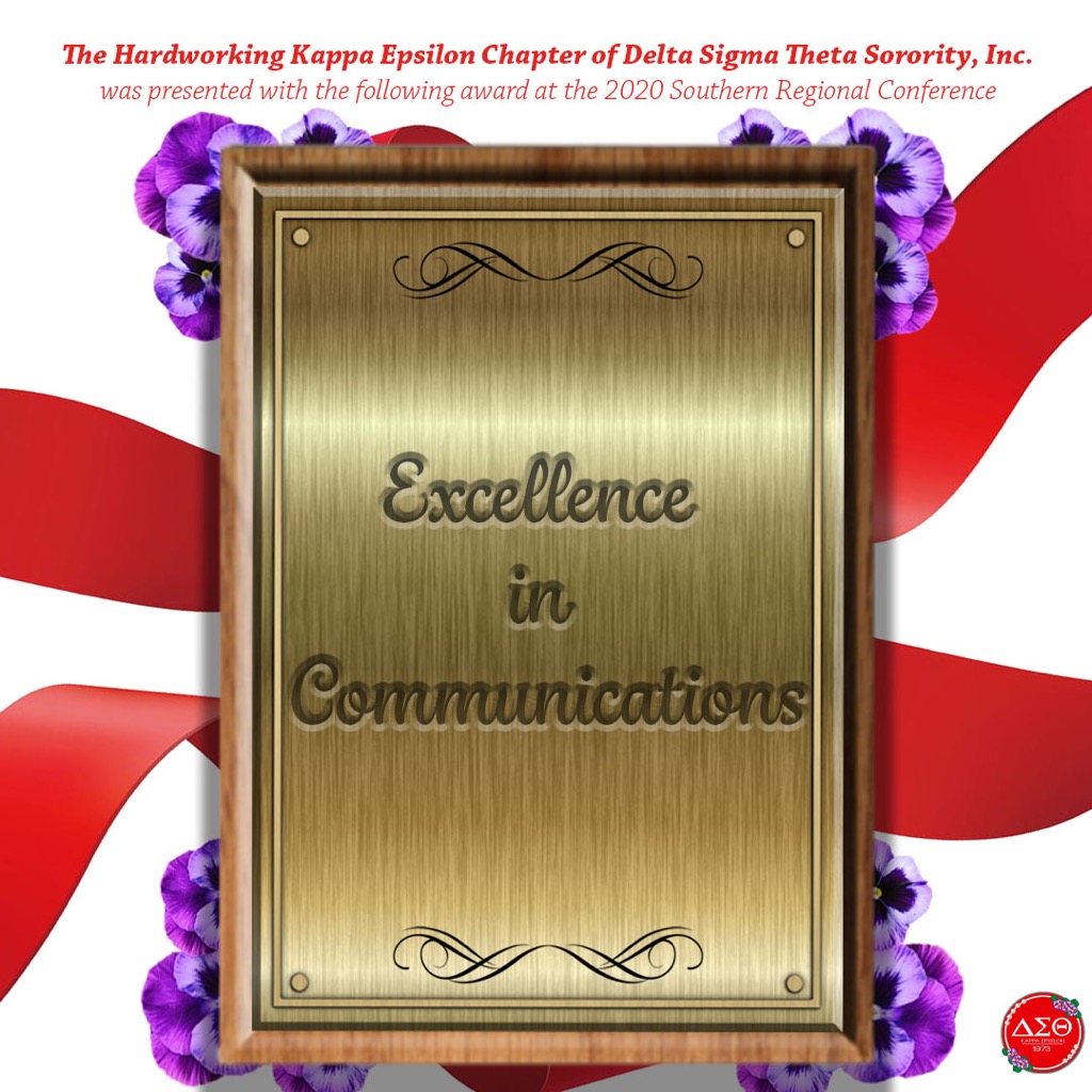 The Hardworking Kappa Epsilon Chapter of Delta Sigma Theta Sorority, Incorporated is proud to be the receipient of three awards during the 2020 Southern Regional Conference. We will continue to be a dedication to our community. #BlacKExcellence #DSTVirtual2020