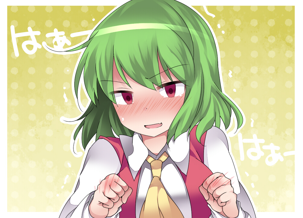 kazami yuuka 1girl solo green hair blush ascot red eyes open mouth  illustration images