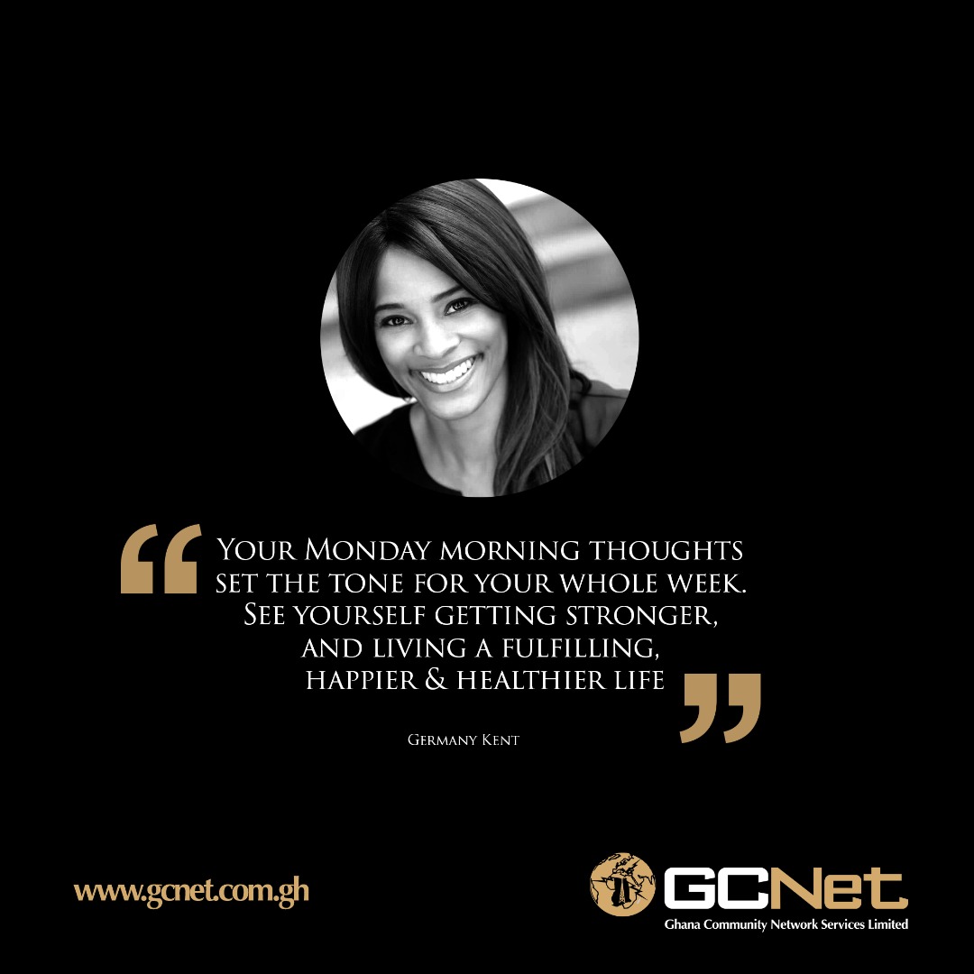 AskGCNet's tweet photo. “Your Monday morning thoughts set thr tone for your whole week. See yourself getti stronger and living a fulfiliing, happier and healthier life”- Germany Kent 

Happy Monday!!

#GCNet #MondayMotivation #BePositive https://t.co/Bk0uUZr7jC