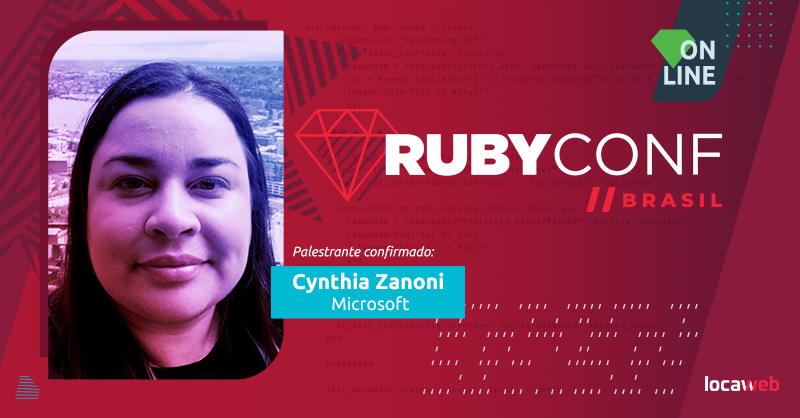 locaweb's tweet photo. // Pode entrar @cynthiazanoni da @MicrosoftBr 👏, palestrante confirmada na #RubyConfLocaweb! ♦️🔻🔸🟢 Garanta já o seu ingresso com preço especial: https://t.co/lHtb8vyjuT
#CodeLikeaGirl #vidadedev #RubyConf #code https://t.co/p92VO00BU0
