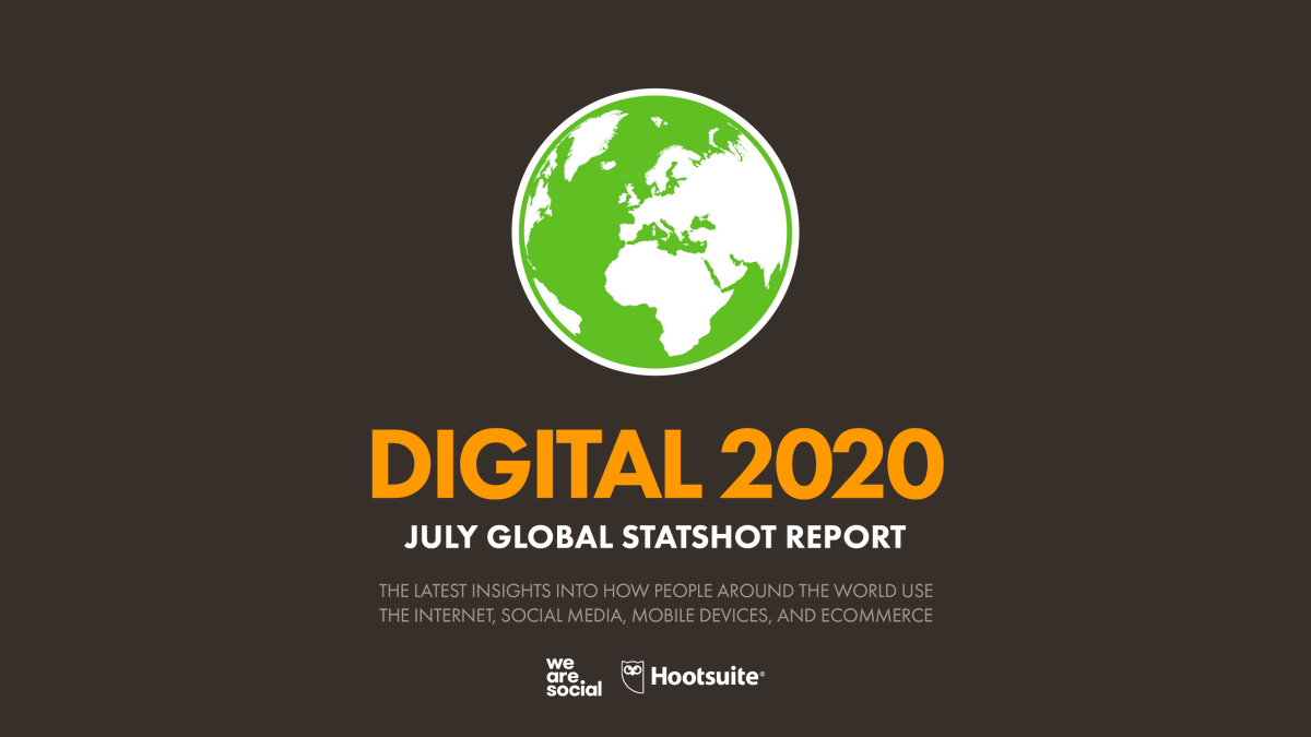 Dmack_parked's tweet photo. 📣 Newly released #Digital2020 July Global Statshot report 📣 

A LOT has happened in the past 3 months (understatement of the century). 

Catch up on how the digital landscape has changed: https://t.co/Tx47ODwjAk https://t.co/2DVs9N2ynX