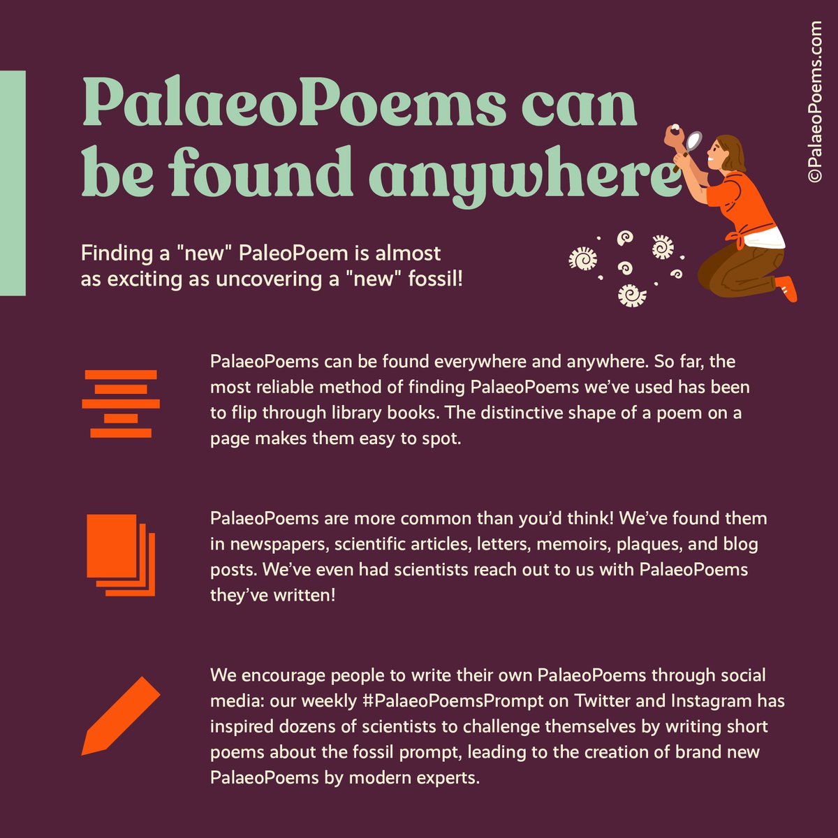 Palaeopoems's tweet photo. You can find PalaeoPoems anywhere! Poetry has been a hobby of scientists since forever, so it's no surprise that they've been writing about their research. We prompt folks to write their own poems using the weekly #PalaeoPoemsPrompt too! #CSCC2020 #PalaeoPoems #PaleoArt (2/6) https://t.co/S5ILZJIPrk
