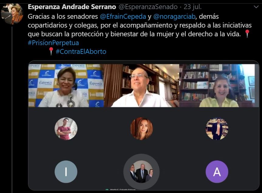 SecreSenado's tweet photo. Senadora @EsperanzaSenado radicó en el Congreso dos PL que buscan defender la vida. Se trata de la prisión perpetua revisable para asesinos de mujeres y niñas; y la que declara que la vida existe desde la concepción. @SenadoGovCo @NoticieroSenado @CCongresoSenado #NotiSecSen https://t.co/jWP6YoN1pE