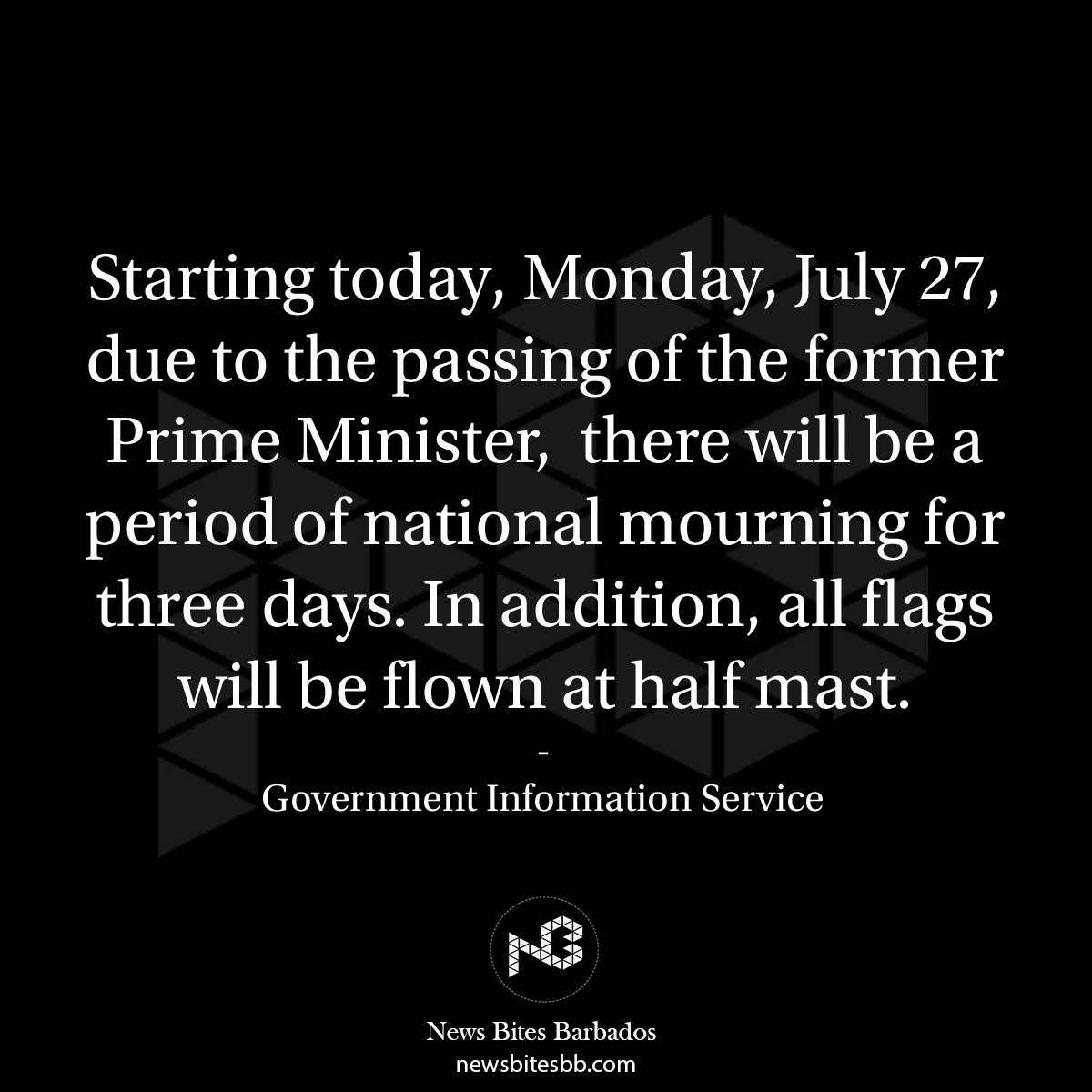 newsbitesbb's tweet photo. Three days of mourning 🙏🏾🙏🙏🏿 https://t.co/QF0jd9lz71