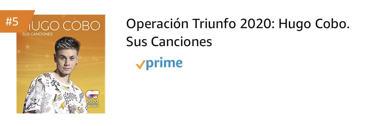 HugoCoboESP's tweet photo. 💿 ¡El disco de finalista de @SoyHugoOT2020 ocupa los siguientes puestos en Amazon!
▫️N5 en “los más vendidos”.
▫️N4 en “últimas novedades”.

¿Todavía no tienes el tuyo? 👇🏼
🔗 https://t.co/DMY35uB7Th https://t.co/Z0hCnvPm8f