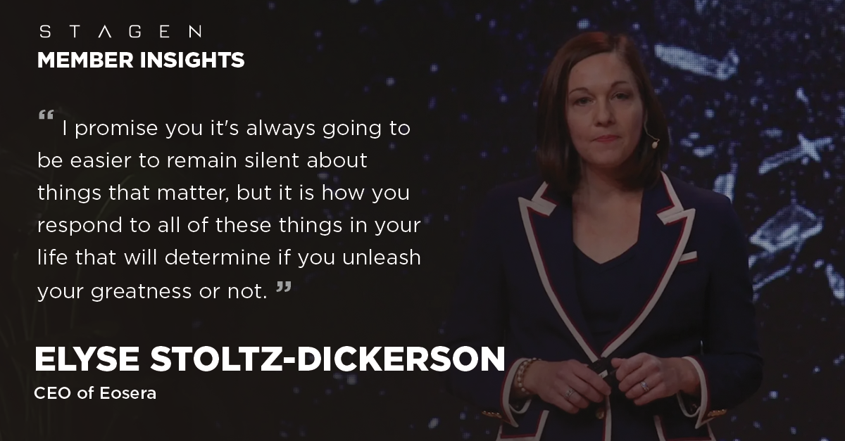 In her 2018 keynote, <a href="/elyse_dickerson/">Elyse Dickerson</a>, CEO of @EoseraInc encourages us to unleash our greatness and speak up on issues that matter. Watch the recording: stagen.com/member-insight…