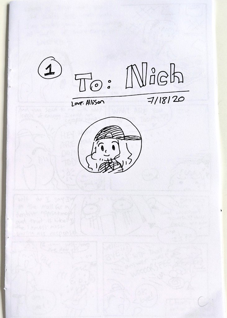 I made a little comic series for my two close friends Nich & Becca who just left town (like 30 hours away). Script was written very raw so plz take with a rain of salt.
1/4